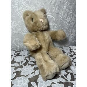 Mty International Plush Brown Bear Vintage Stuffed Pink Thread Nose 17”